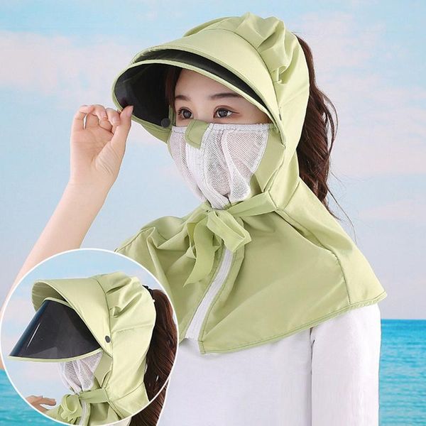 

2020 summer ladies new outdoor sunscreen mask mesh hat, Blue;gray