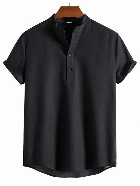 

men half button solid shirt i2jd#, White;black