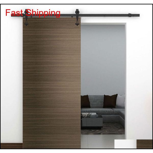 

5-16ft single wood sliding barn door hardware cabinet closet kit black new w style for qylvaz toys2010