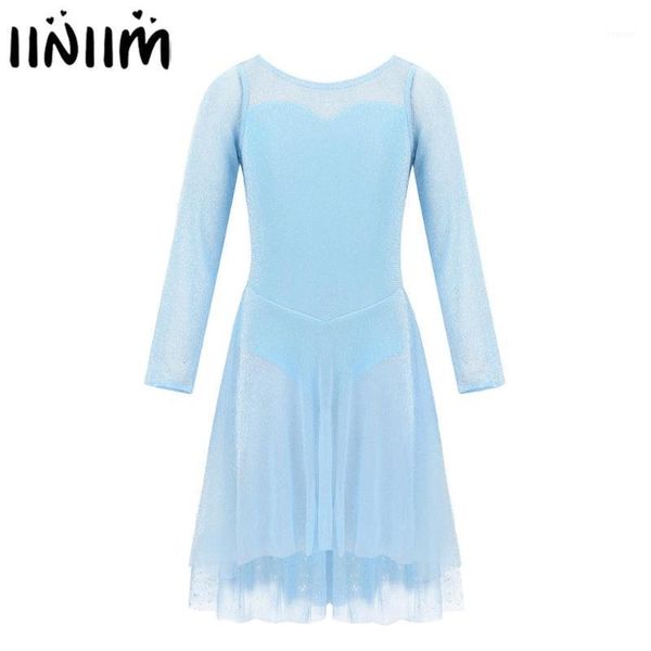 

iiniim kids girls ballet lyrical dance costume sweetheart tulle gym leotard dress attached sparkly snowflake cape dancewear1, Black;red