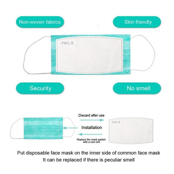 

mouth 500pcs anti haze pm2.5 masks replaceable filter-slice 5 layers non-woven activated carbon filter face mask gasket