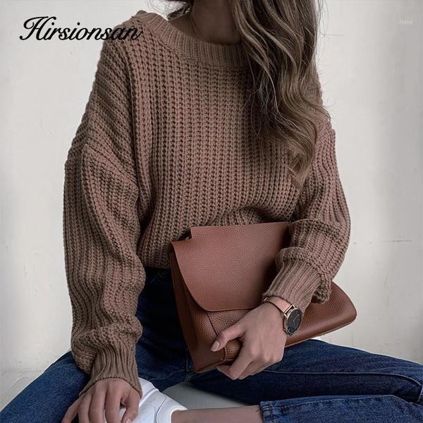 

hirsionsan winter sweater women 2020 new korean warm knitted sweater loose o neck female pullovers fashion solid female 1, White;black