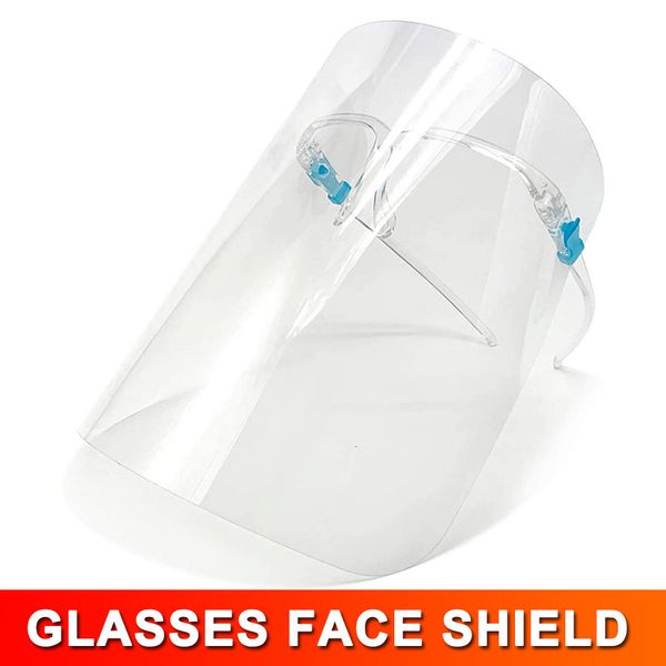 

eco safety faceshield pet transparent with clear glass frame plastic reusable protective anti-splash and fog face shield74kl