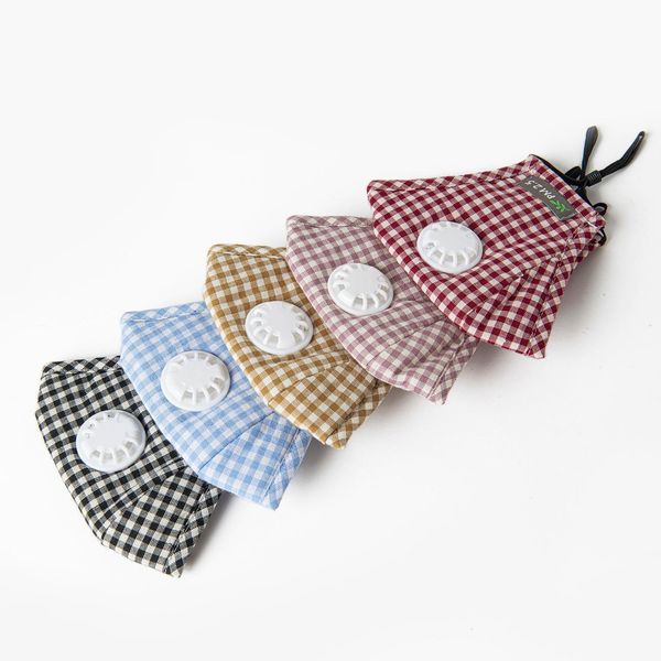 

plaid mask with anti-fog valve breathable pm2.5 washable adjustable cotton facial cover soft outdoor mouth filters masks