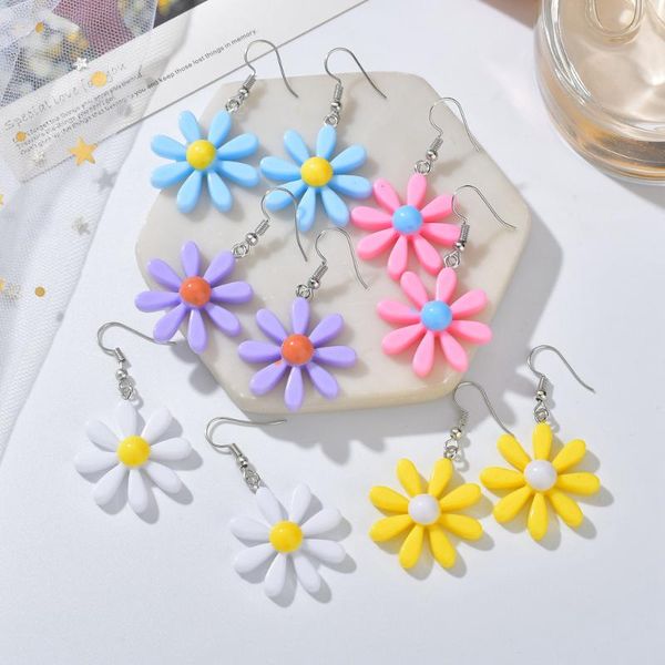

dangle & chandelier 2021 korean fashion women jewelry colorful plant flower drop earrings for girls trendy resin accessories gifts, Silver