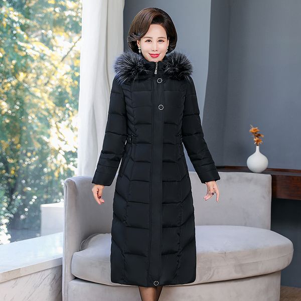 

female solid x-long 2020 thin parka thick with hoodie office leather lay jacket femme casual outwear mujer l597, Black