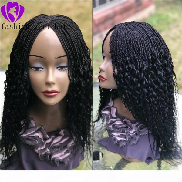 

hand made full lace front braided wig curly ends neatly made box braids wig for africa women black brown blonde ombre color