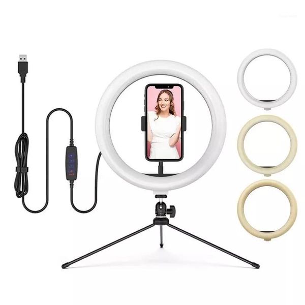 

10"dimmable led selfie ring light lamp with tripod usb selfie ringlight profissional for makeup video studio youtube vlog tiktok1