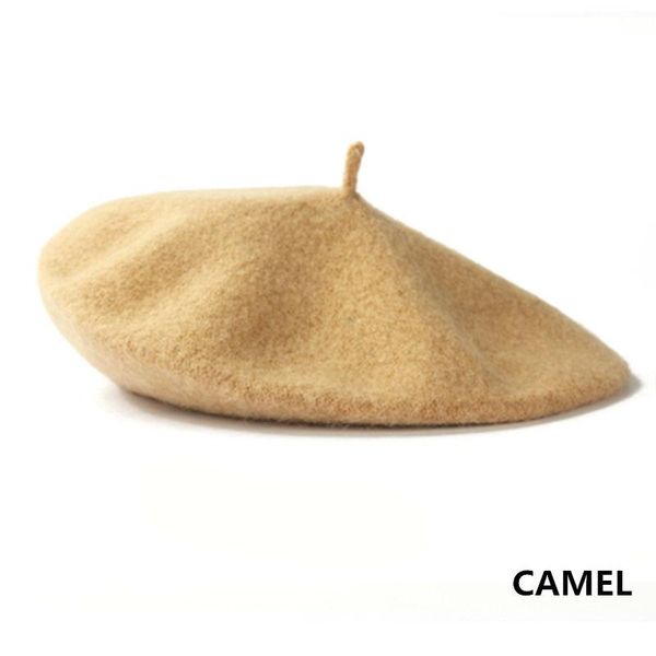 

berets spring autumn winter knitted women hat warm wool beret solid color hats caps for girls, Blue;gray