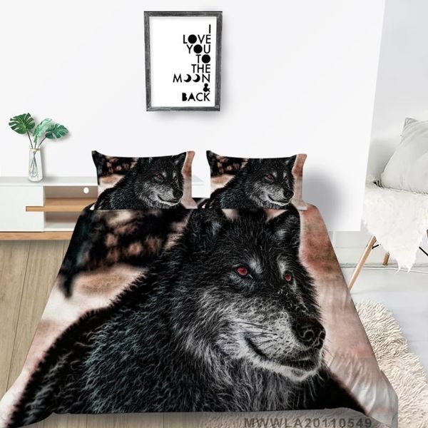 

black wolf bed set twin fashion cool warm color duvet cover for teen full single double  king size bedding set animal
