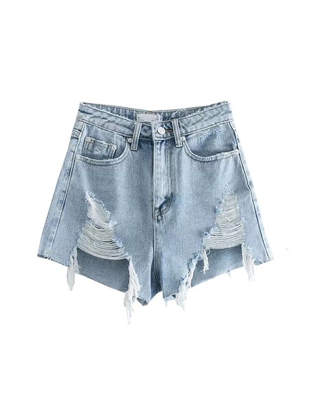 

2021 new summer all-match skinny show leg cleavage shorts whiskers, high waist, jeans, women's clothes. nvvd, Blue