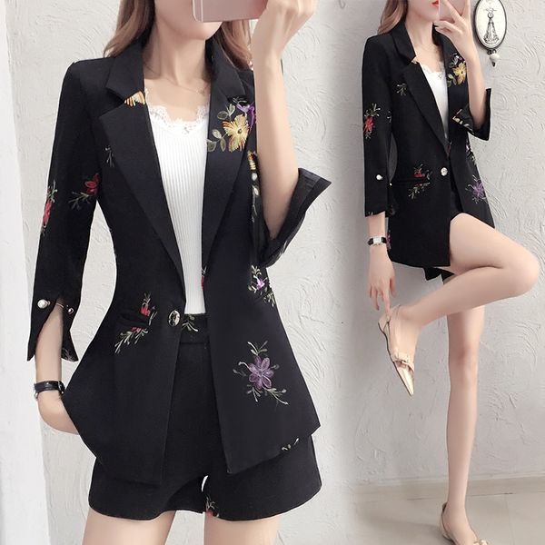 

ladies in the women's two-piece floral overalls and fashionable shorts piece female office summer jacket z8bv, White