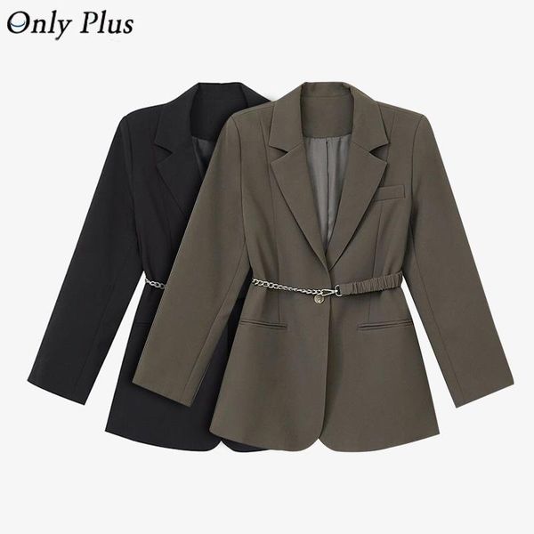 

women's jackets only plus suit jacket women work office thick cardigan sashes outerwear vintage solid black pockets female chic coat, Black;brown