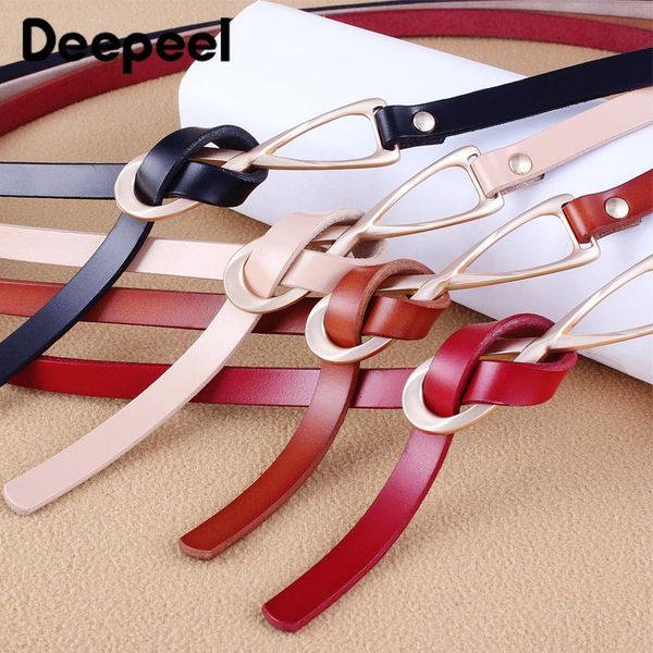 

belts deepeel 1pc 1cm*105cm ladies genuine metal 8 buckles cummerbunds retro style multicolor knotted thin narrow waistbands cb603, Black;brown