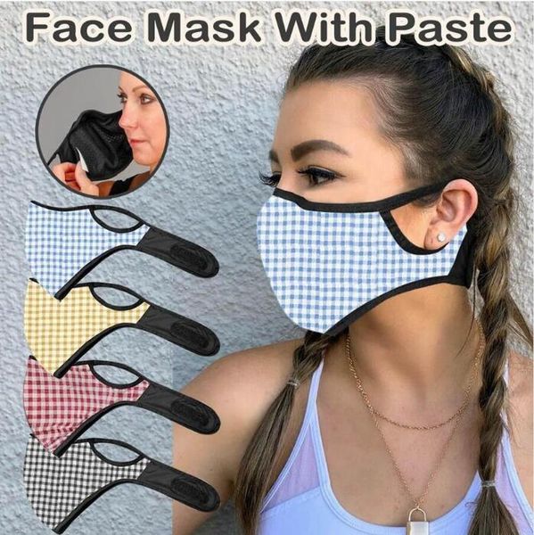 Designer xadrez impressão rosto máscaras pm2.5 filtro com pasta unisex adulto respirável boca capa exterior à prova de vento à prova de poeira máscaras de ciclismo