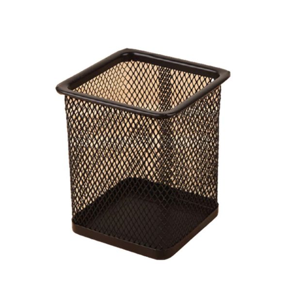 

pencil holder office desk metal mesh square pen pot case stationery container organiser durable pencil case black q sqchak