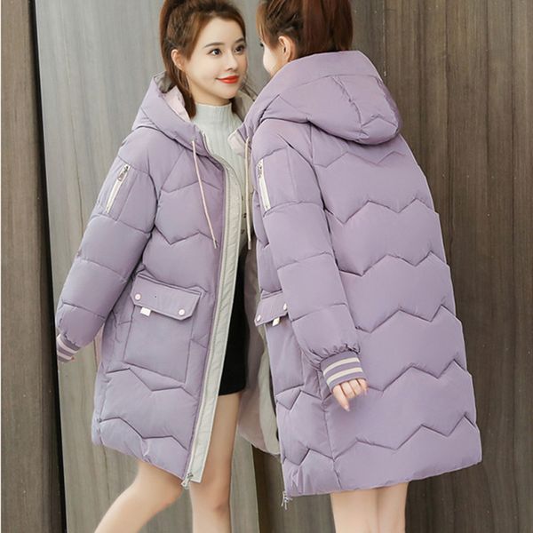 

2021 women's new winter female down cotton jacket long casual hooded coat keep warm women parkas plus size a zwi7, Black
