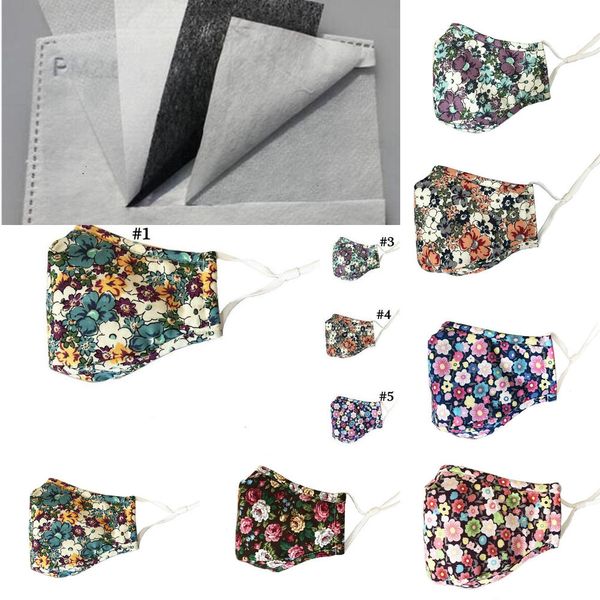 

anti dust pm2.5 printed face mask floral cotton washable inserted filter outdoor mouth cover mas5cws