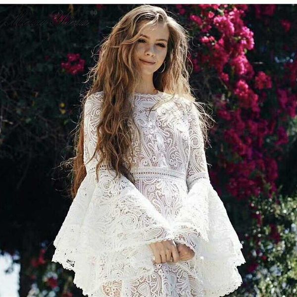 

moaayina fashion designer runway dress autumn winter women's flare sleeve white lace cascading ruffle dresses 201204, Black;pink