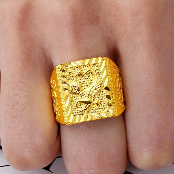 

not fade 18k gold filled ring for men women fine anillos mujer anillos de bizuteria wedding bijoux femme gold ring jewelry males, Golden;silver