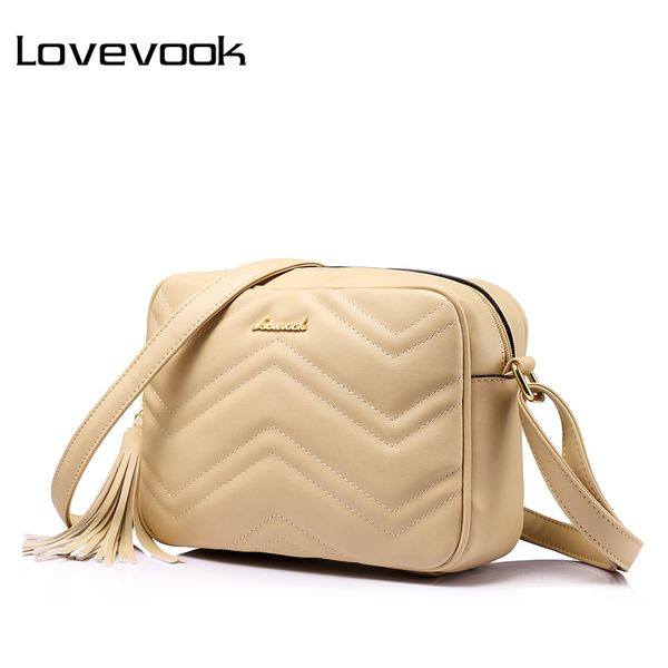 

lovevook shoulder messenger bags for women crossbody bag pu female small handbag and purse with tassel fashion zippers designer