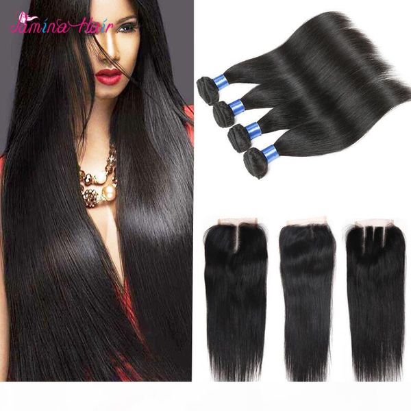 

kings hair unprocessed virgin peruvian straight hair 3pcs remy queen 7a unprocessed peruvian hair weave with closure, Black