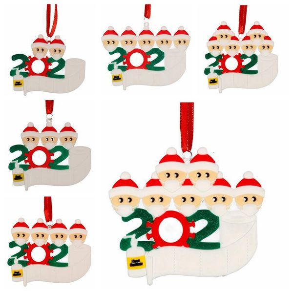 

gift christmas family quarantine survivor ornaments hang customized decoration snowman pendant with face mask hand sanit