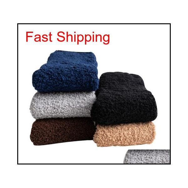 

fuzzy men warm socks terry towel sock man male floor sock home slipper sleeping stocking coral fleece casual sock xmas christmas gift hoorj, Black