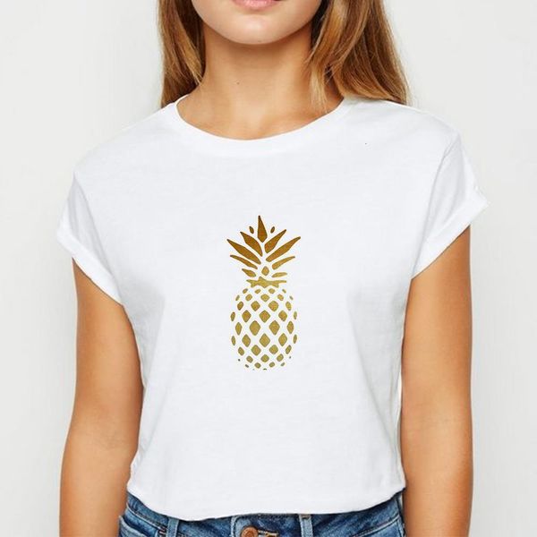 

oversize pineapple fruits tshirt spring summer vestidos t shirt women cool persionalized printing tee o-neck t-shirts, White