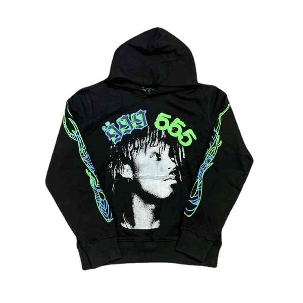 

22ss hip hop face foam printing sp5der hoodies men women eu size 100% cotton pullover high street autumn winter haikyuu, Black