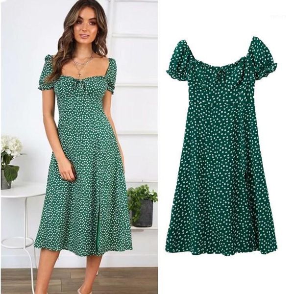 

2019 suit-dress square green printing dress1, Black;gray