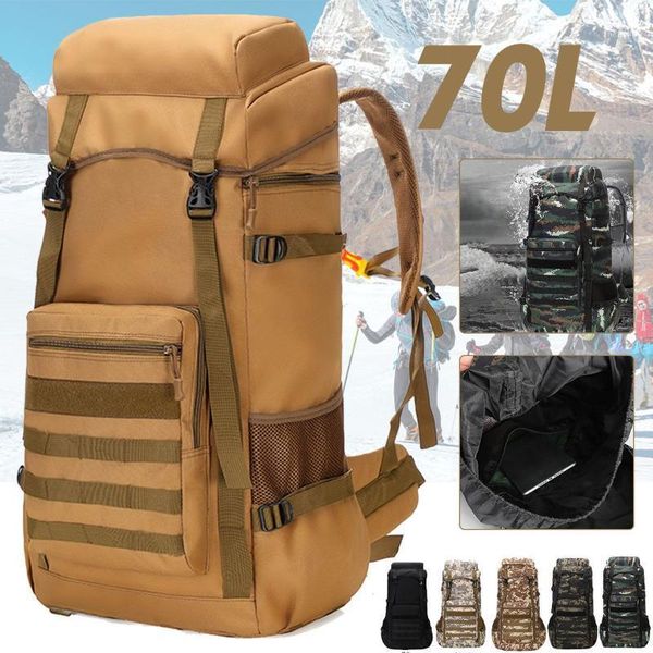 

outdoor bags 70l waterproof camo tactical backpack army hiking camping travel rucksack sports climbing trekking bag1