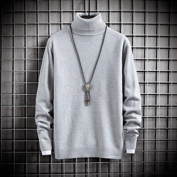 

men's sweaters winter warm turtleneck sweater men korean fashion 2021 knitted casual trendy male slim fit pullover, White;black