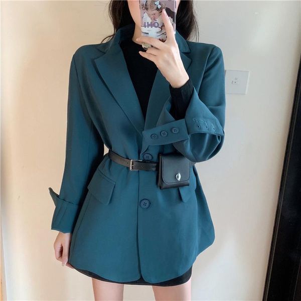 

fashion single-breasted women blazer notched collar female suit jackets 2020 full sleeve women outerwear coat loose ladies blaze, White;black