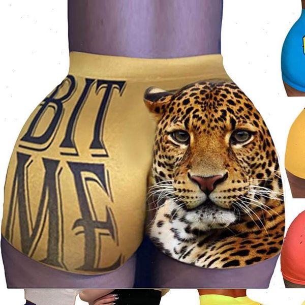 

women shorts tiger charm letters print sport workout clubwear homewear women high waist club fitness booty snack shorts, White;black