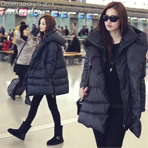 

warm new black navy blue puffer down jackets casual style large size winter coats for women 201031