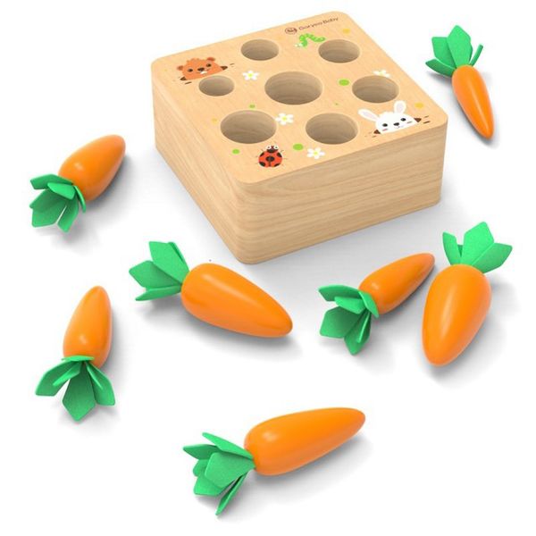 

pulling carrot inlay toy wooden cute radish shape cognitive toys 2021 sell educational toys gift of the child
