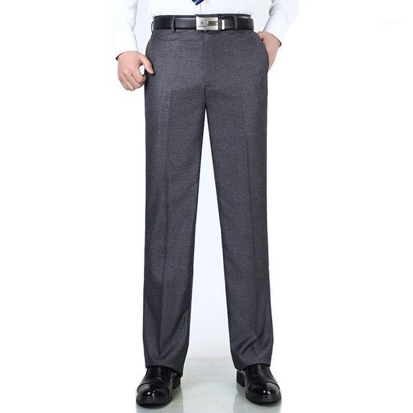 

wholesale- summer new men's trousers anti wrinkle smooth silk suits pants business dress pants middle-aged men's suit trousers plu, Black