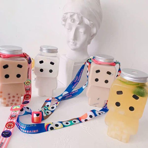 

500 мл бутылки с водой с веревкой креативная корейская пластиковая бутылка с герметиком портативной бутылки bpa бесплатная милая чашка подар