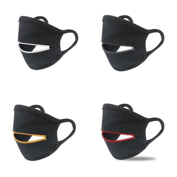 

cotton man woman fashion washable breathable black sport masks with zipper cycling protective mouth cover