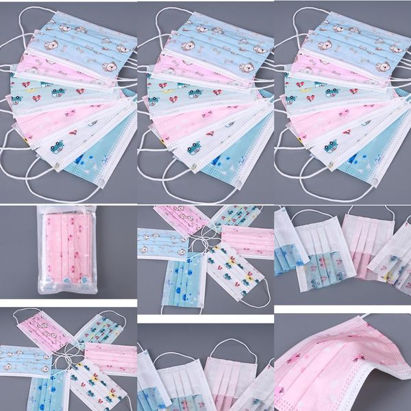 

face with student mask kids elastic ear disposable loop 3 ply breathable for blocking dust air anti-pollution masks desioutlet967q