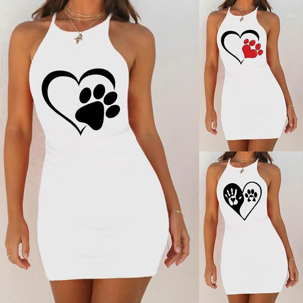 

2020 new women love dog print slim pack hip sleeveless sleepshirts night dress nightgown night shirts nightie sleepwear1, Black;red