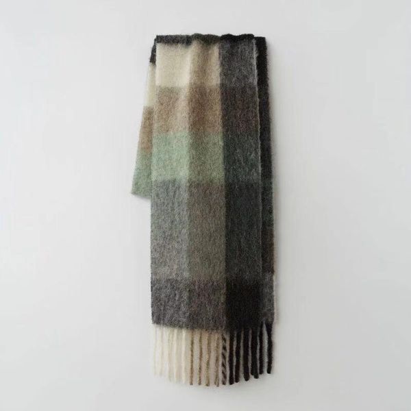 

scarves winter plaid cashmere scarf fashion shawl colored chequered warm students' necks and thicker bufanda invierno mujer, Blue;gray