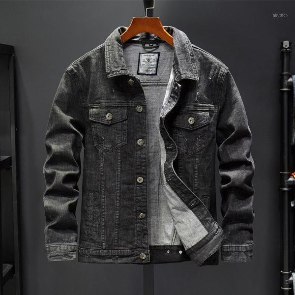 

men's jackets young men's denim jacket black of fund 2021 autumn fashion leisure cowboy coat cultivate one's morality1, Black;brown