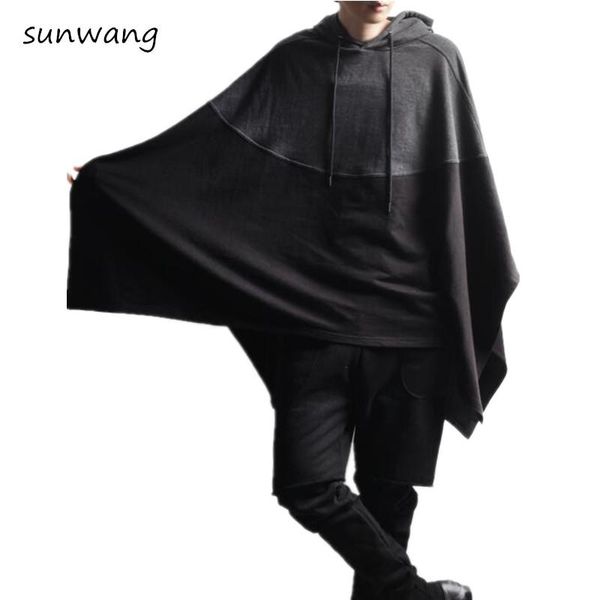 

2021 fashion stylish gothic cloak jacket european hooded pea coat mens trench coat men long jacket windbreaker mens cape, Tan;black