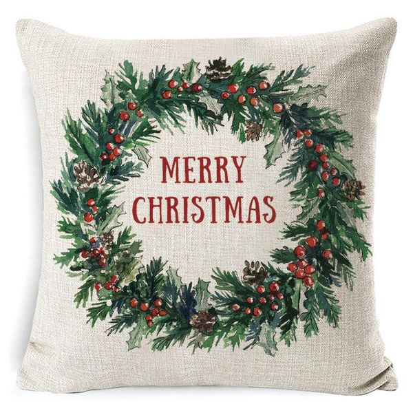 

cushion/decorative pillow 1piece vintage home decor cotton linen case sofa waist throw cushion cover merry christmas 45x45cm