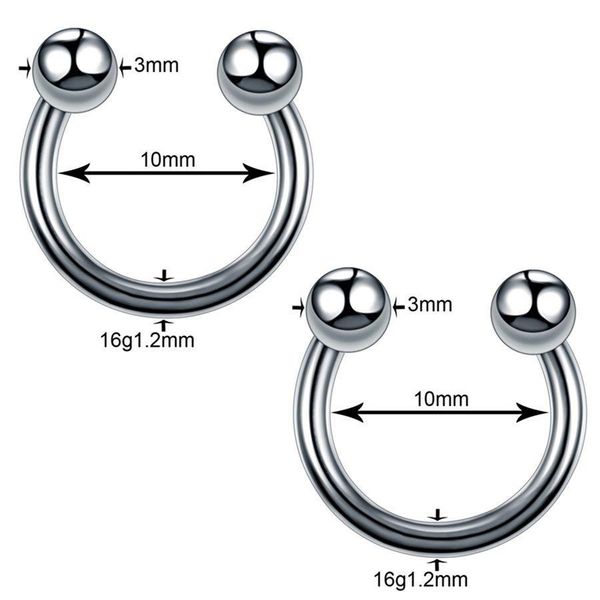 

2 шт. стальные сегментные кольца piercing ухо trangus piercings orelha helix libret labret языка пирсинг носовой ушной перегородки ювелирные, Silver