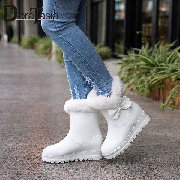

doratasia big size 30-43 ladies winter snow boots outdoor warm fur boots women height increasing thick plush shoes woman, Black