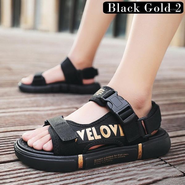 

sandals men anti-slip breathable open toe casual for summer beach outdoor fs991, Black