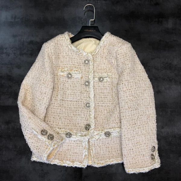 

2020 autumn new double pocket bright silk shiny thick rope fragrance star models short jacket shirt women, Black;brown